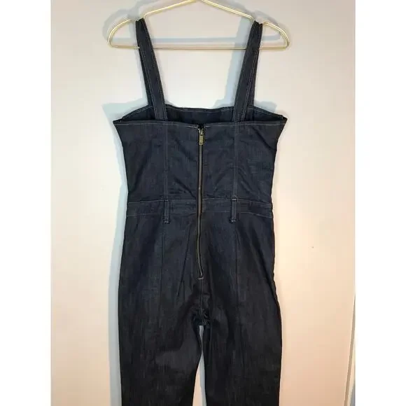 DL1961 Holloway Dark Wash Denim Flare Leg Jumpsuit 26 DL Performance - Picture 7 of 14